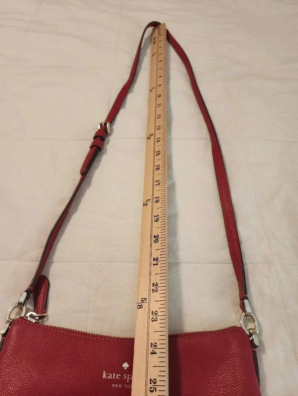 Kate Spade Red Textured Leather Crossbody Bag Gold Hardware Exc Condition